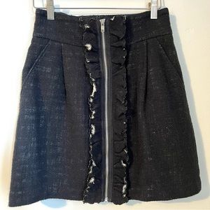 ANTHROPOLOGIE Parameter Black Ruffled Zipper Skirt (Size 4)